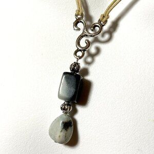 2/$20, Genuine Black Light Blue Calcite Necklace, Natural Gemstone Cord Necklace
